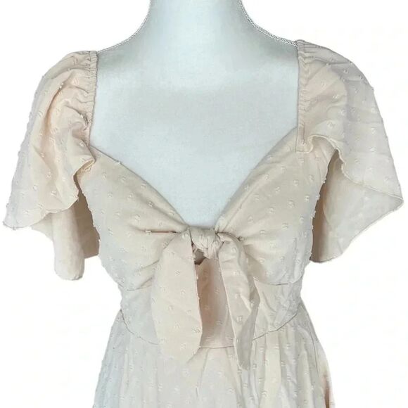 Lovely Tie Front Flutter Sleeve Mini Dress Size Small - Picture 3 of 6